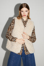 Veste Sans Manches Tess Teddy Naturel Fabriquée En Italie