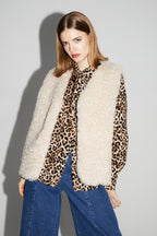 Veste Sans Manches Tess Teddy Naturel Fabriquée En Italie
