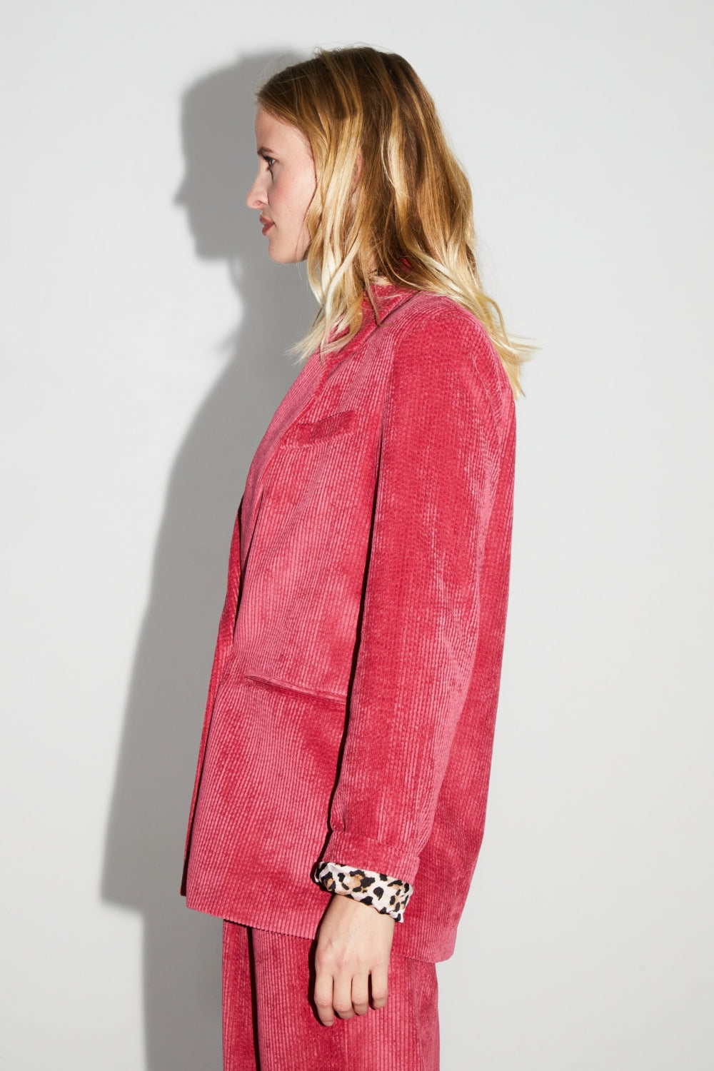Ema Vintage Velvet Blazer Rosa Rojo Hecho En Italia