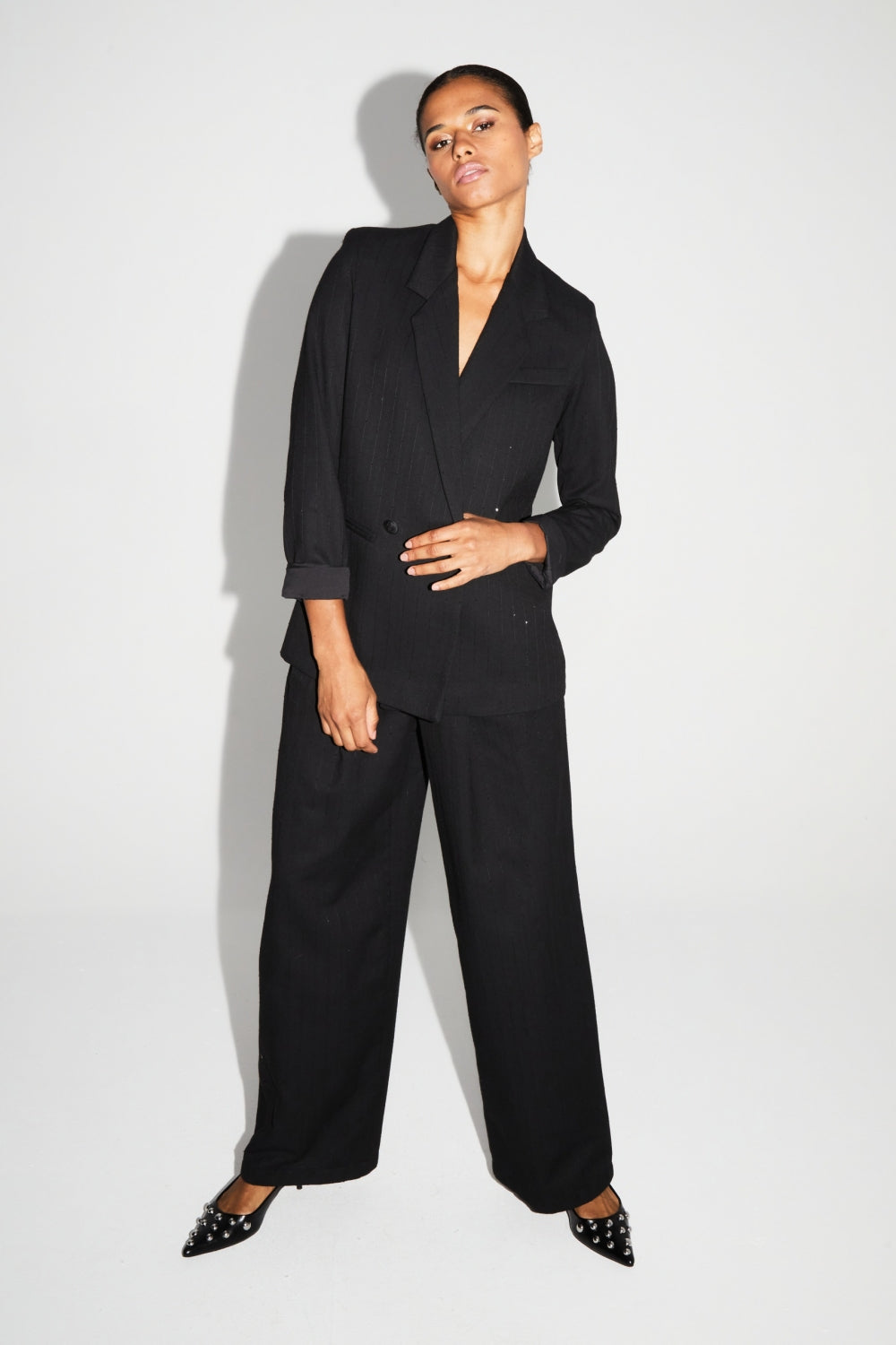 Bright Black Astrid Trousers Made In Italy