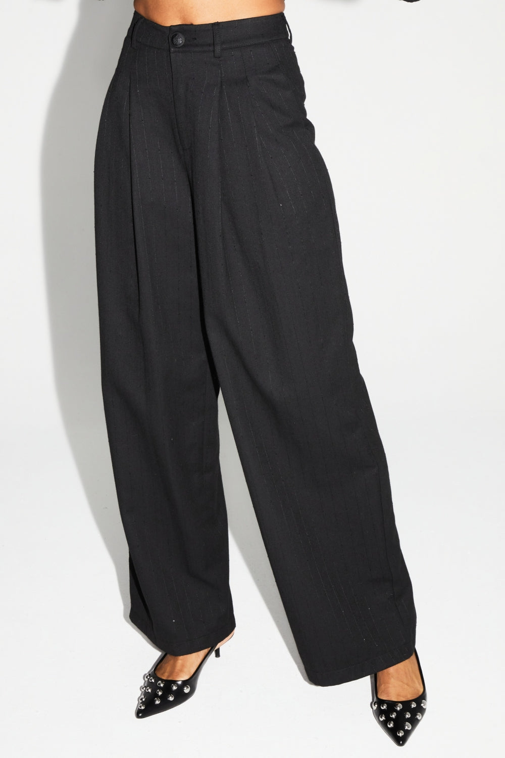 Bright Black Astrid Trousers Made In Italy
