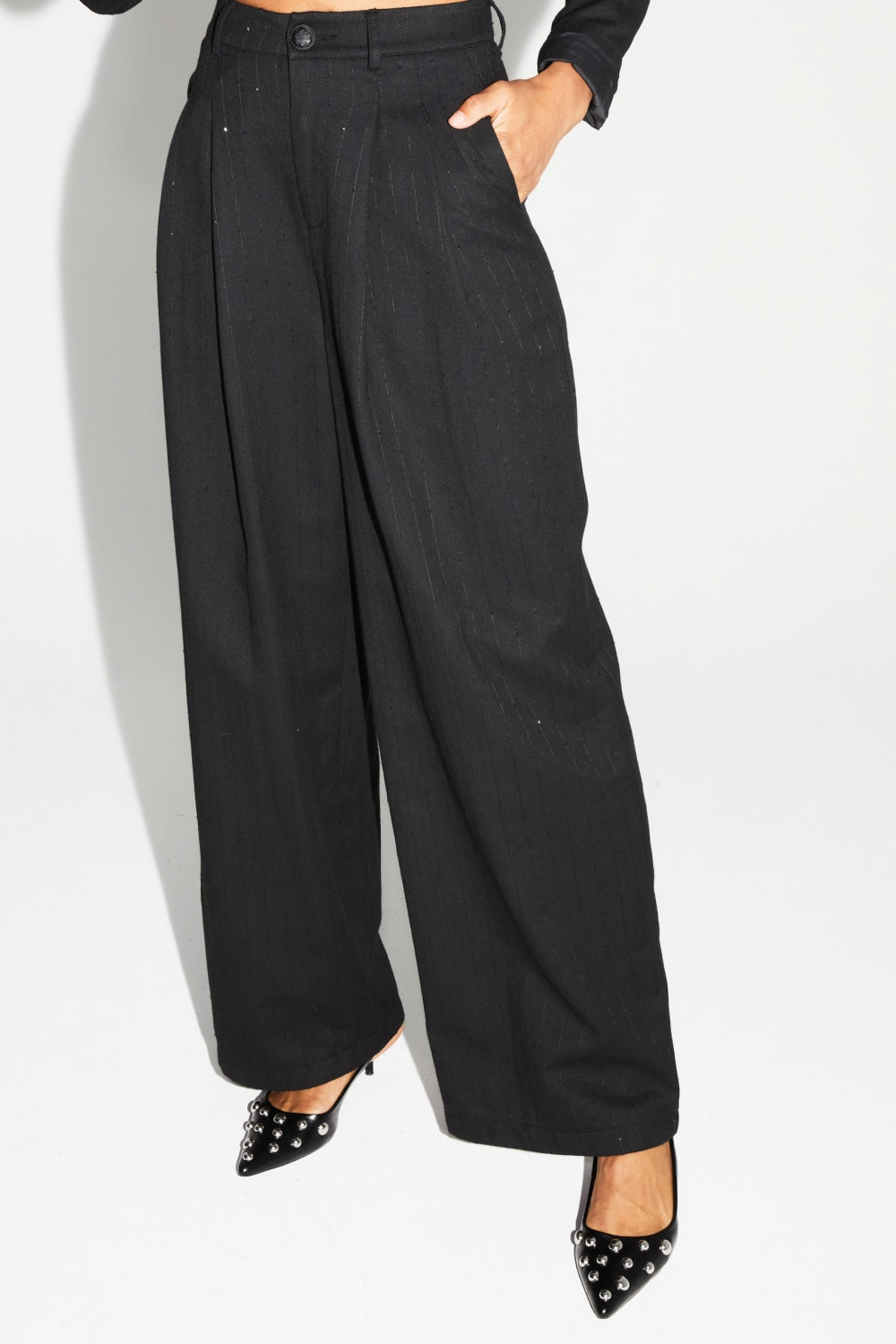 Bright Black Astrid Trousers Made In Italy