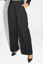 Bright Black Astrid Trousers Made In Italy