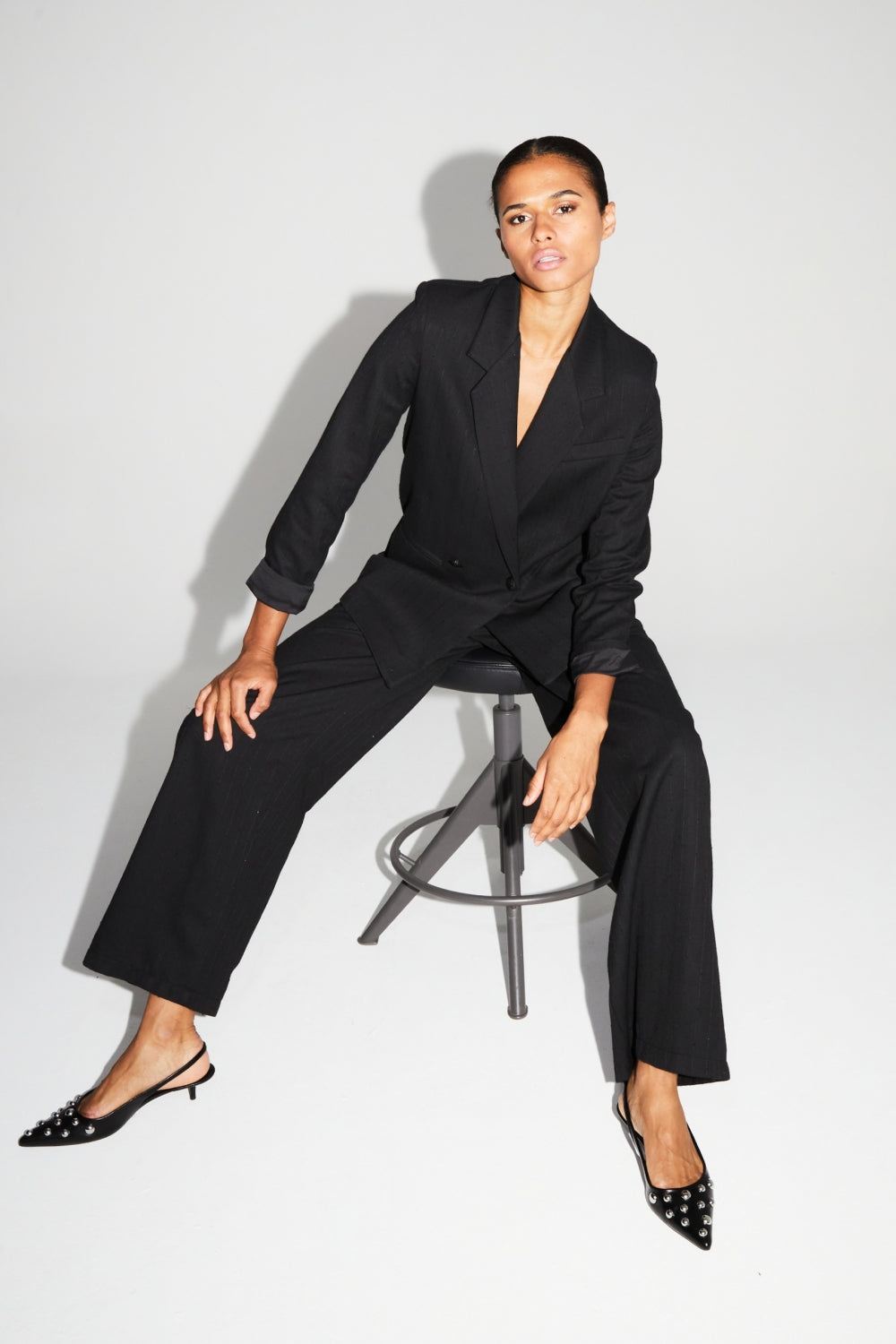 Bright Black Astrid Trousers Made In Italy