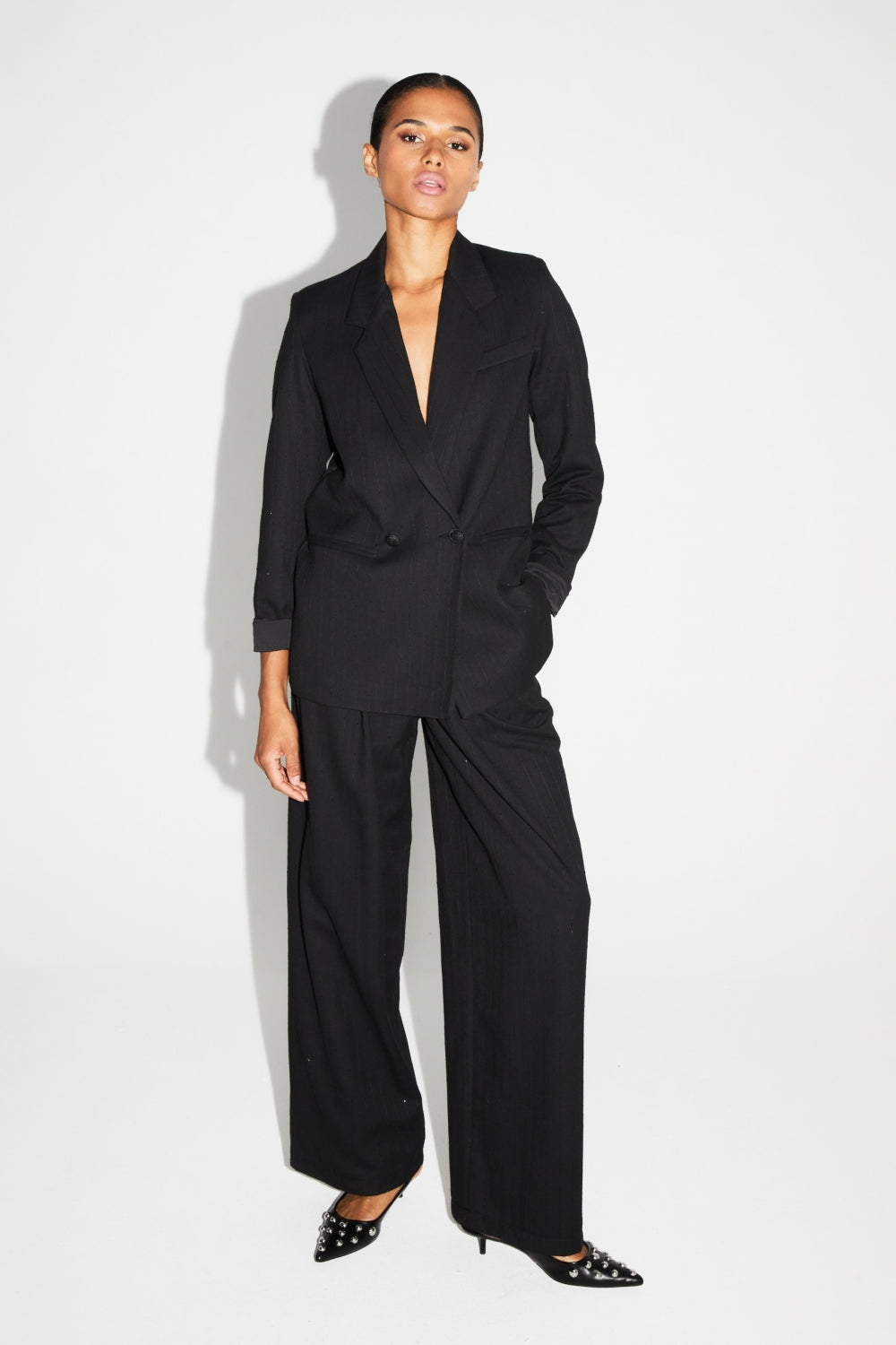 Bright Black Astrid Trousers Made In Italy
