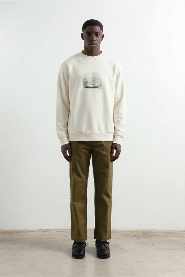 Chasing Classics-sweatshirt i råhvid