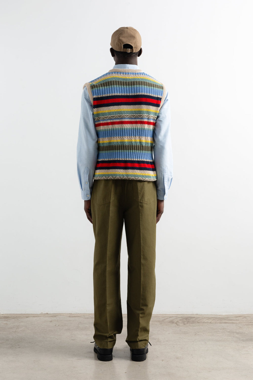 Ärmellose Strickweste Multi Stripes Off White