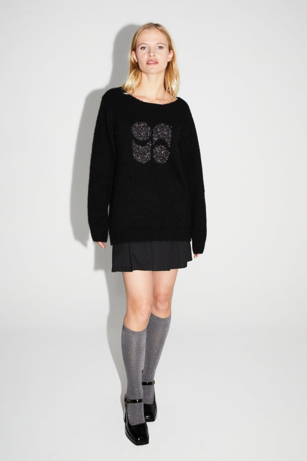 Mini Jupe Pippa Noir Éclat Fabriquée En Italie