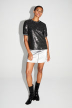 Blusa De Lentejuelas Poppy Negro Plata Made In Italy