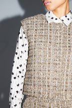 Arielle Tweed Kimolos Sleeveless Jacket Made in Italy