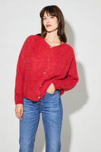 Cardigan Angelo Baby Alpaga Red Fabriqué En Italie