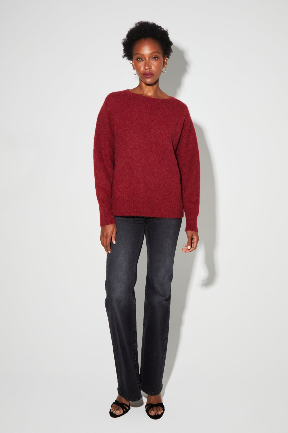 Gabrielle Knit In Burgundy Baby Alpaca Made In Italy