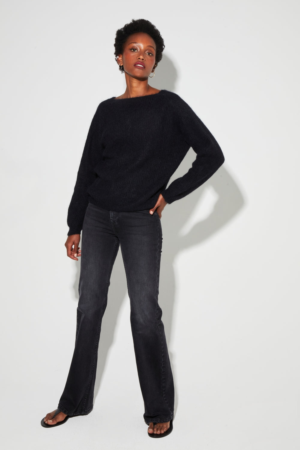 Sweter Romy Baby Alpaga Black Wyprodukowany We Włoszech - Czarny
