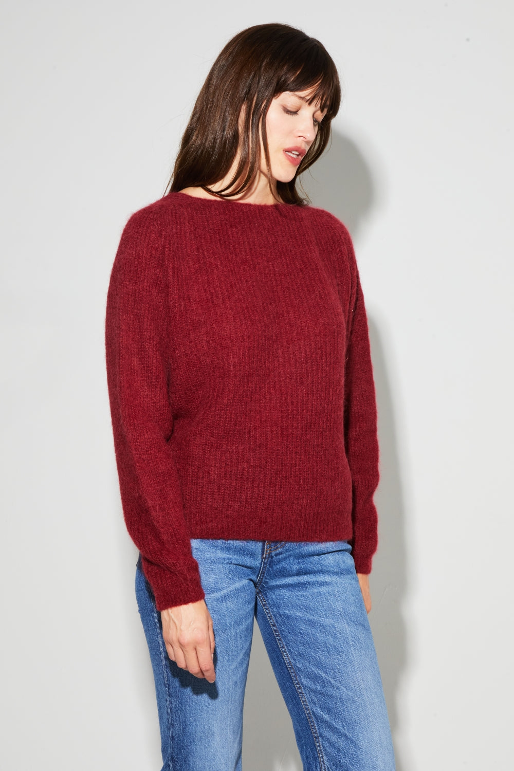 Romy Baby Alpaca Burgundy Knit Made In Italy