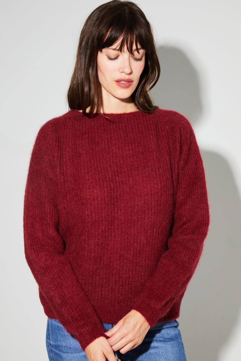 Romy Baby Alpaca Burgundy Knit Made In Italy