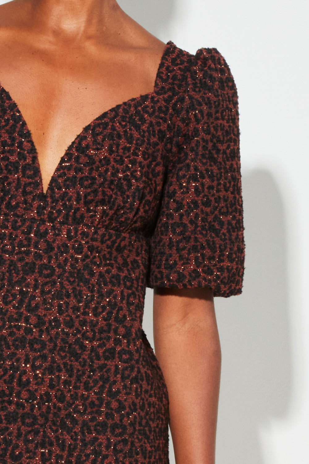 Abito Babydoll Nara Jacquard Léo Made In Italy - Marrone