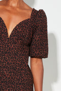 Abito Babydoll Nara Jacquard Léo Made In Italy - Marrone