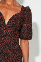 Abito Babydoll Nara Jacquard Léo Made In Italy - Marrone