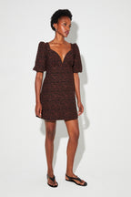 Abito Babydoll Nara Jacquard Léo Made In Italy - Marrone