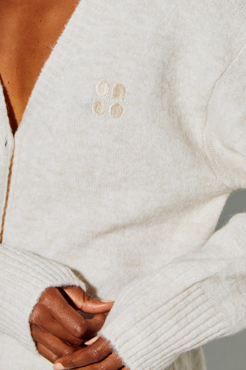 Cardigan Mira Alpaga Beige Fabriqué En Italie