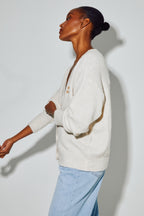 Cardigan Mira Alpaga Beige Fabriqué En Italie
