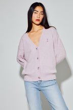 Cardigan Mira Alpaga Lila Fabriqué En Italie