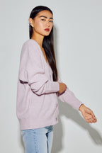 Cardigan Mira Alpaga Lila Fabriqué En Italie