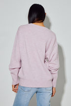 Cardigan Mira Alpaga Lila Fabriqué En Italie