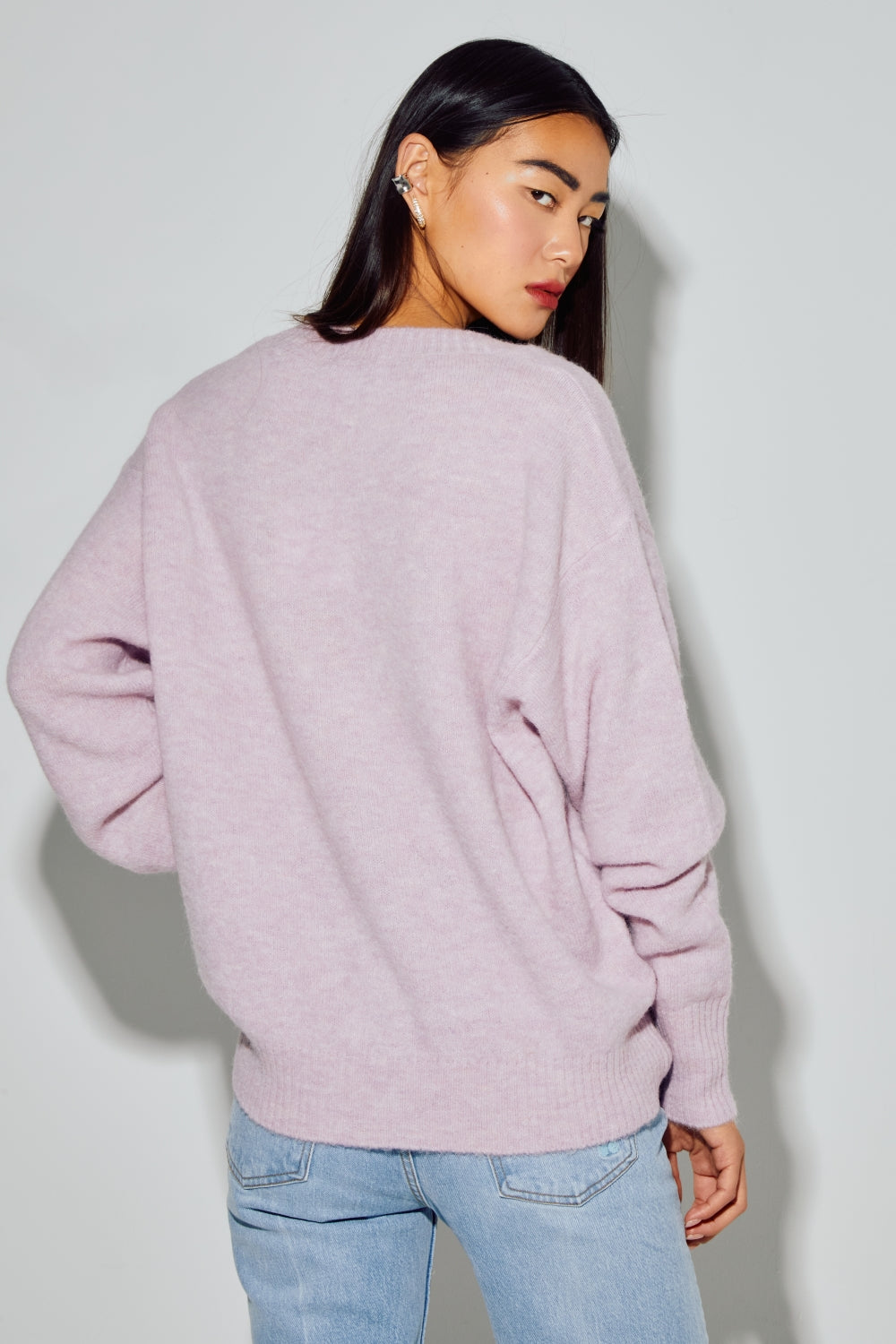 Cardigan Mira Alpaga Lila Fabriqué En Italie