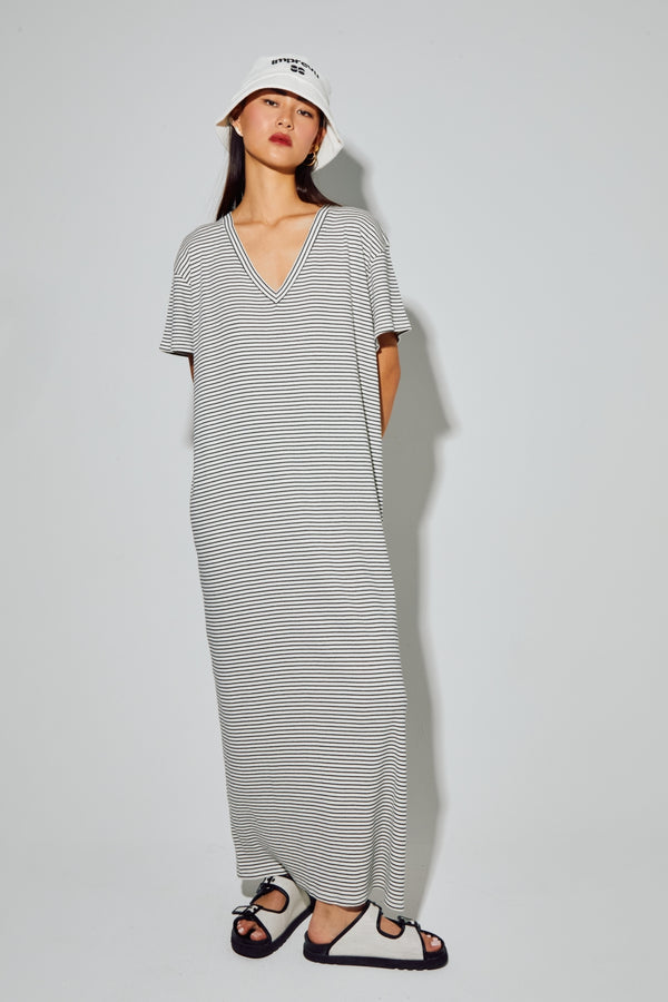 Maxi Dress Dua Black Stripes, Made in Portugal