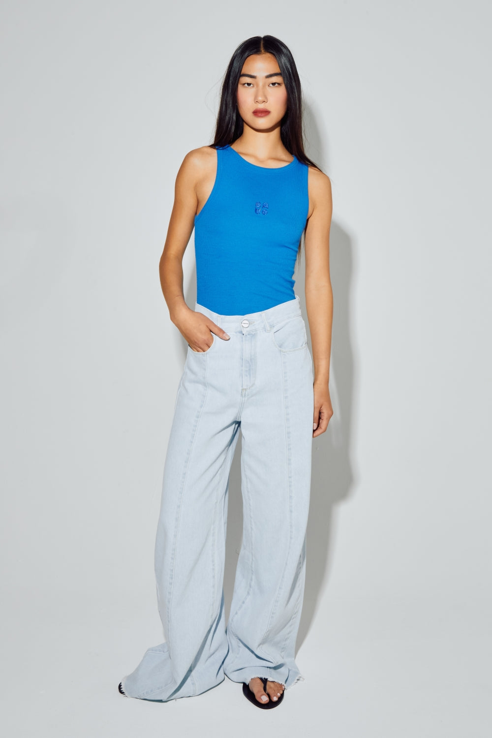 The Swiggy Palazzo Acid Blue Denim Made In Portugal