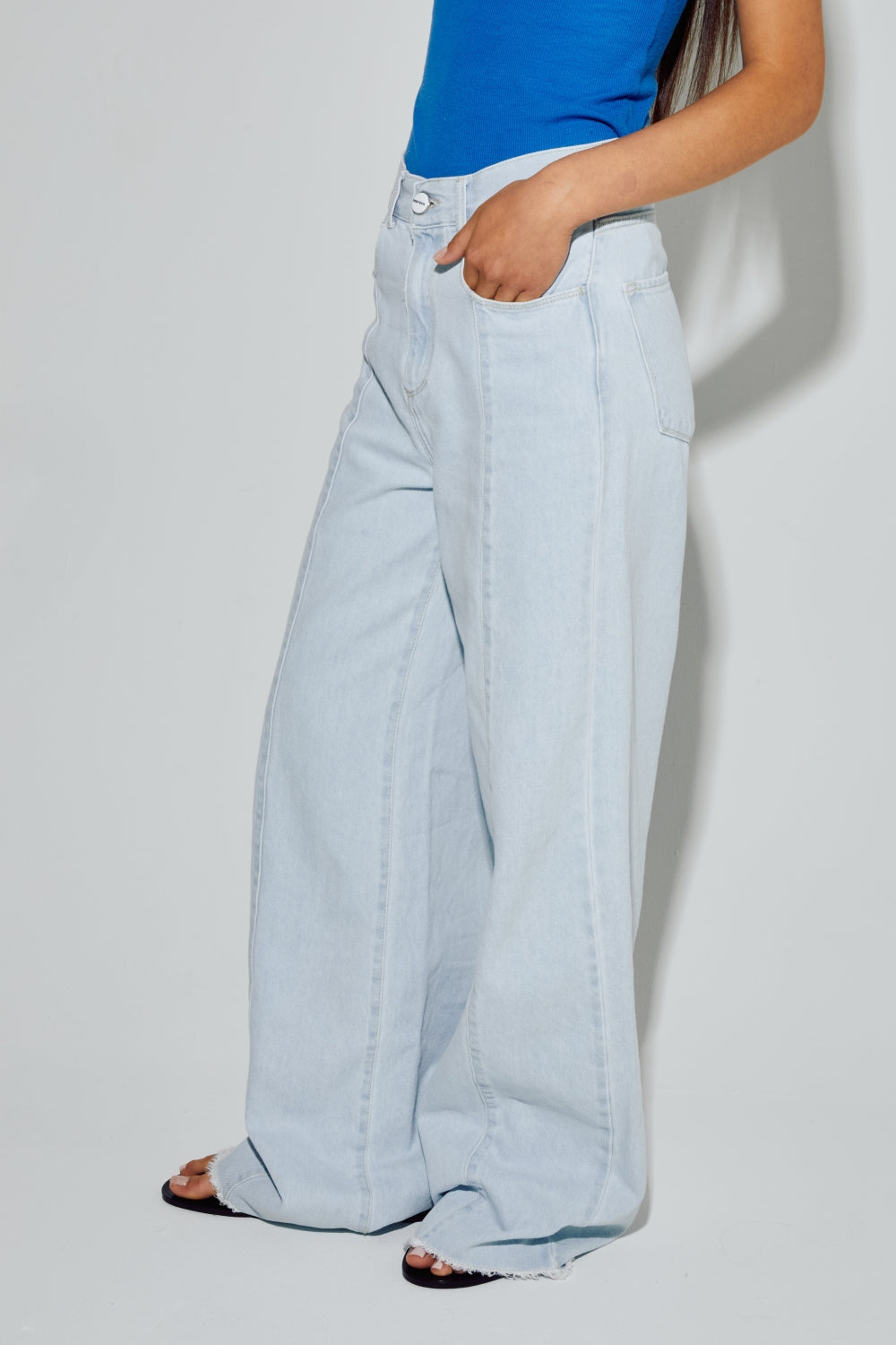 The Swiggy Palazzo Acid Blue Denim Made In Portugal