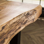 Stacy - Table À Manger En Acacia Et Métal - Marron