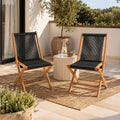 Set of 2 Garden Chairs in Ropes and Teak - Natural