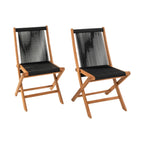 Set of 2 Garden Chairs in Ropes and Teak - Natural