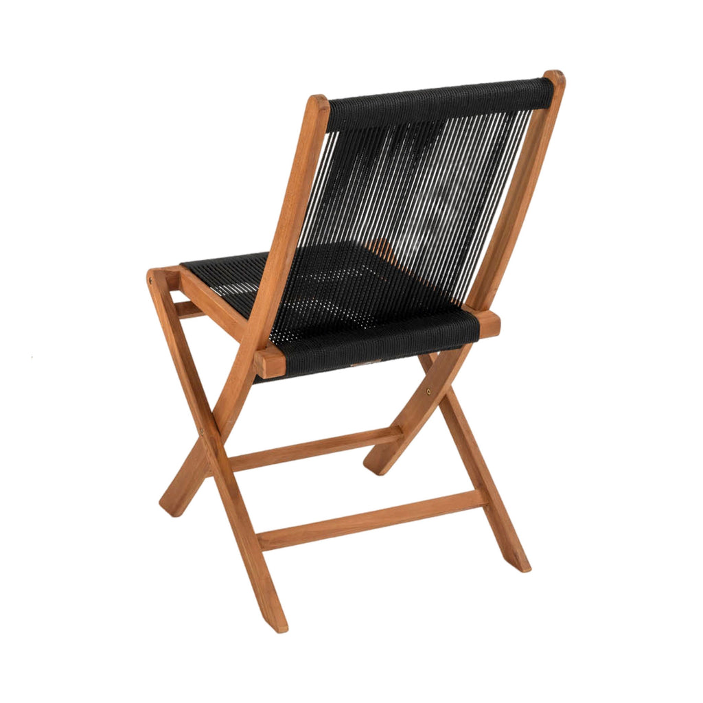 Set of 2 Garden Chairs in Ropes and Teak - Natural