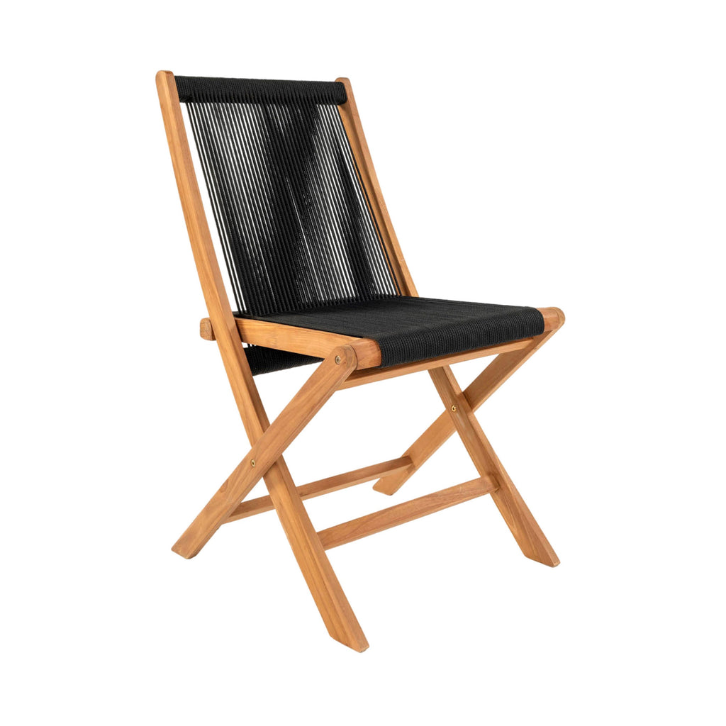 Set of 2 Garden Chairs in Ropes and Teak - Natural