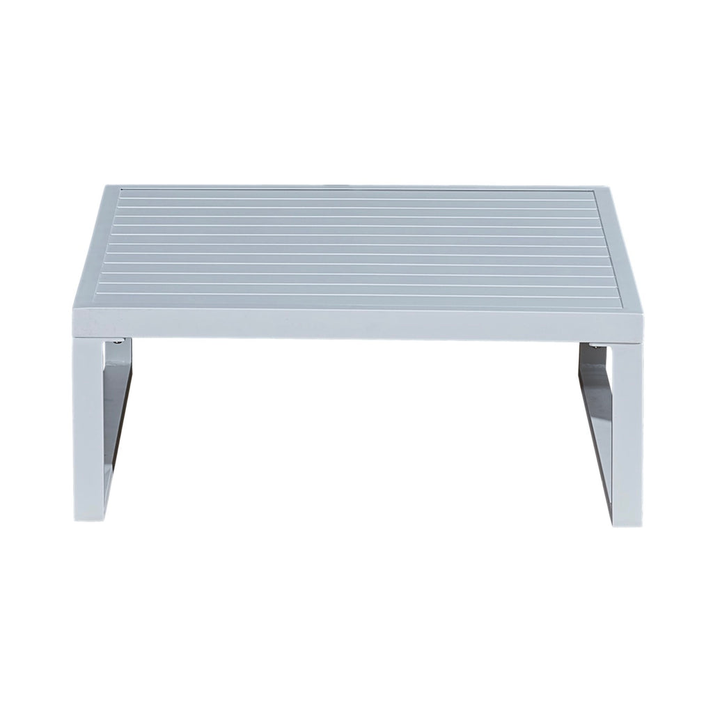 Aluzen - Mueble de jardín 4 plazas de aluminio + Puf + Mesa de centro rectangular - Gris