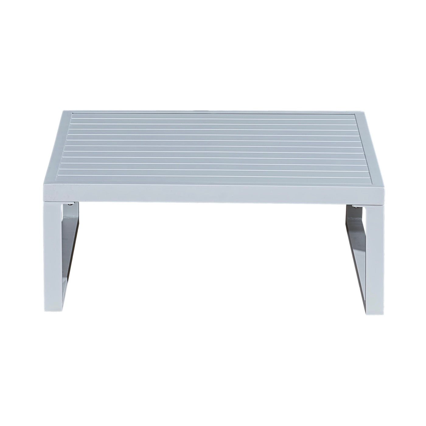 Aluzen - Mueble de jardín 4 plazas de aluminio + Puf + Mesa de centro rectangular - Gris