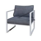 Aluzen - Mueble de jardín 4 plazas de aluminio + Puf + Mesa de centro rectangular - Gris