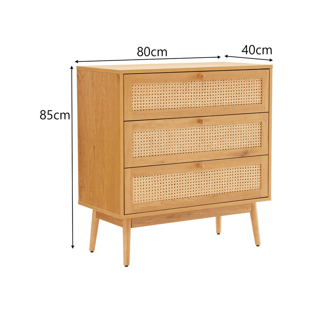 Lounea - 3 Drawer Chest With Canework - Natural