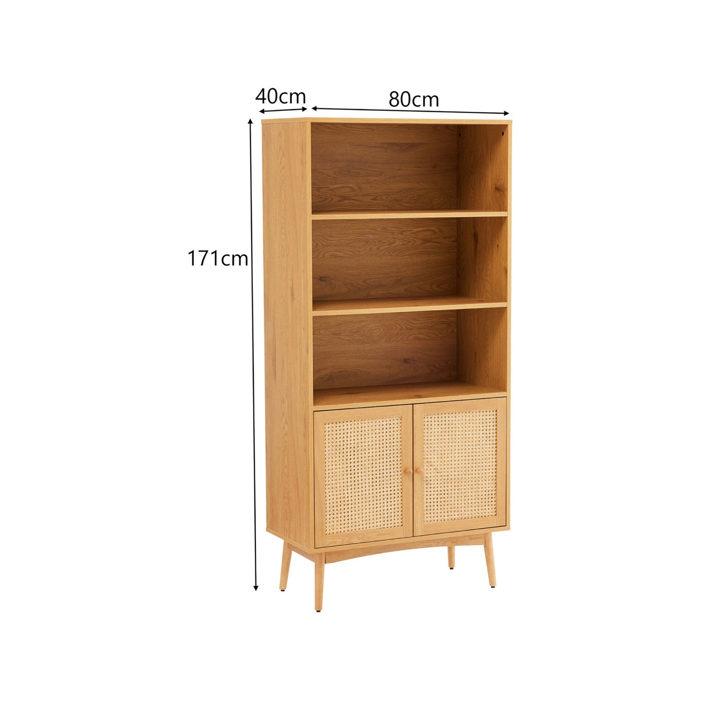 Lounea - 2 Door Bookcase With Canework - Natural