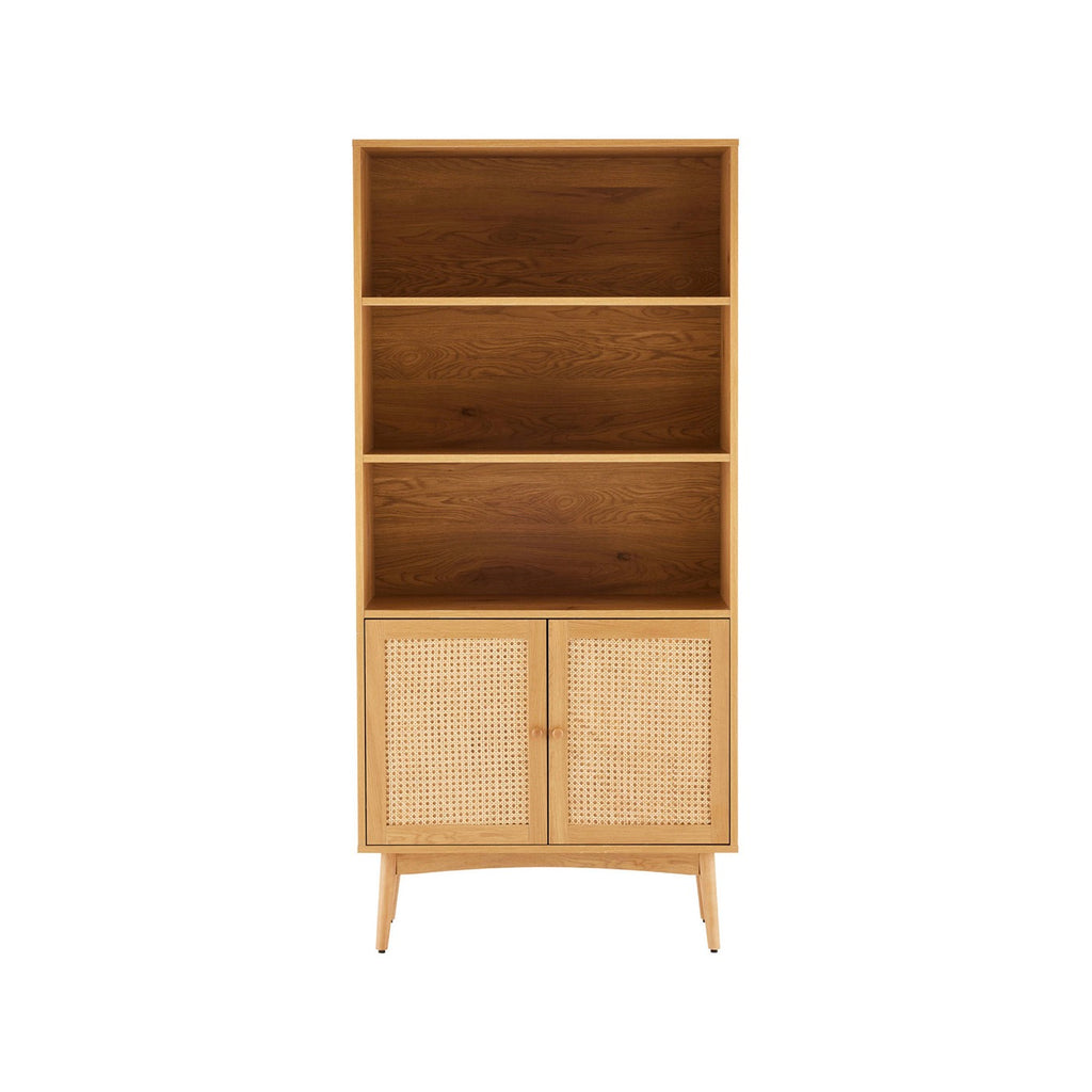 Lounea - 2 Door Bookcase With Canework - Natural
