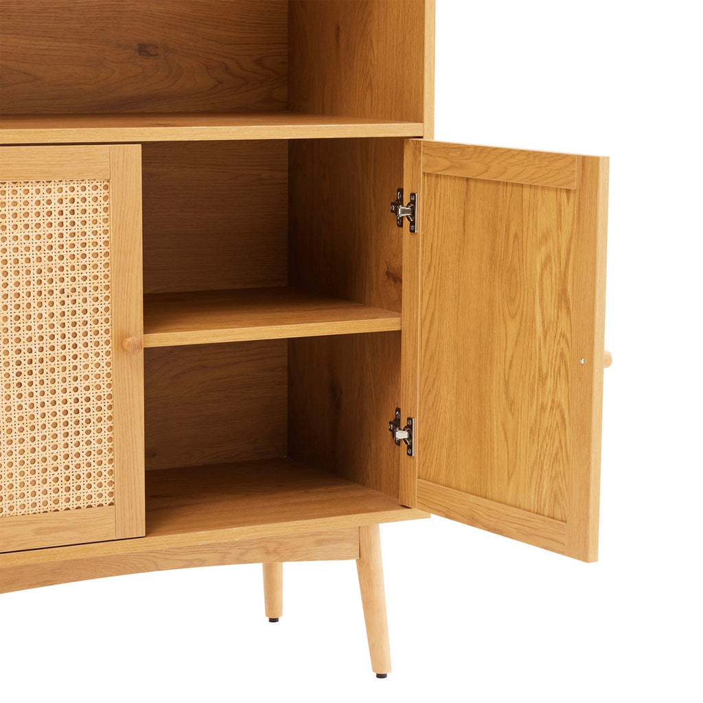 Lounea - 2 Door Bookcase With Canework - Natural