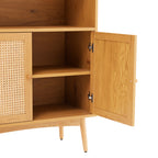 Lounea - 2 Door Bookcase With Canework - Natural