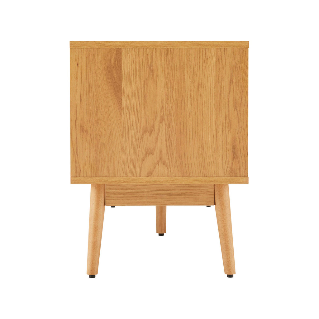 Lounea - Meuble Tv 2 Portes Avec Cannage - Naturel