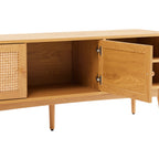 Lounea - Meuble Tv 2 Portes Avec Cannage - Naturel