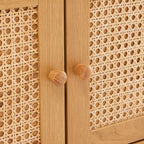 Lounea - Meuble Tv 2 Portes Avec Cannage - Naturel