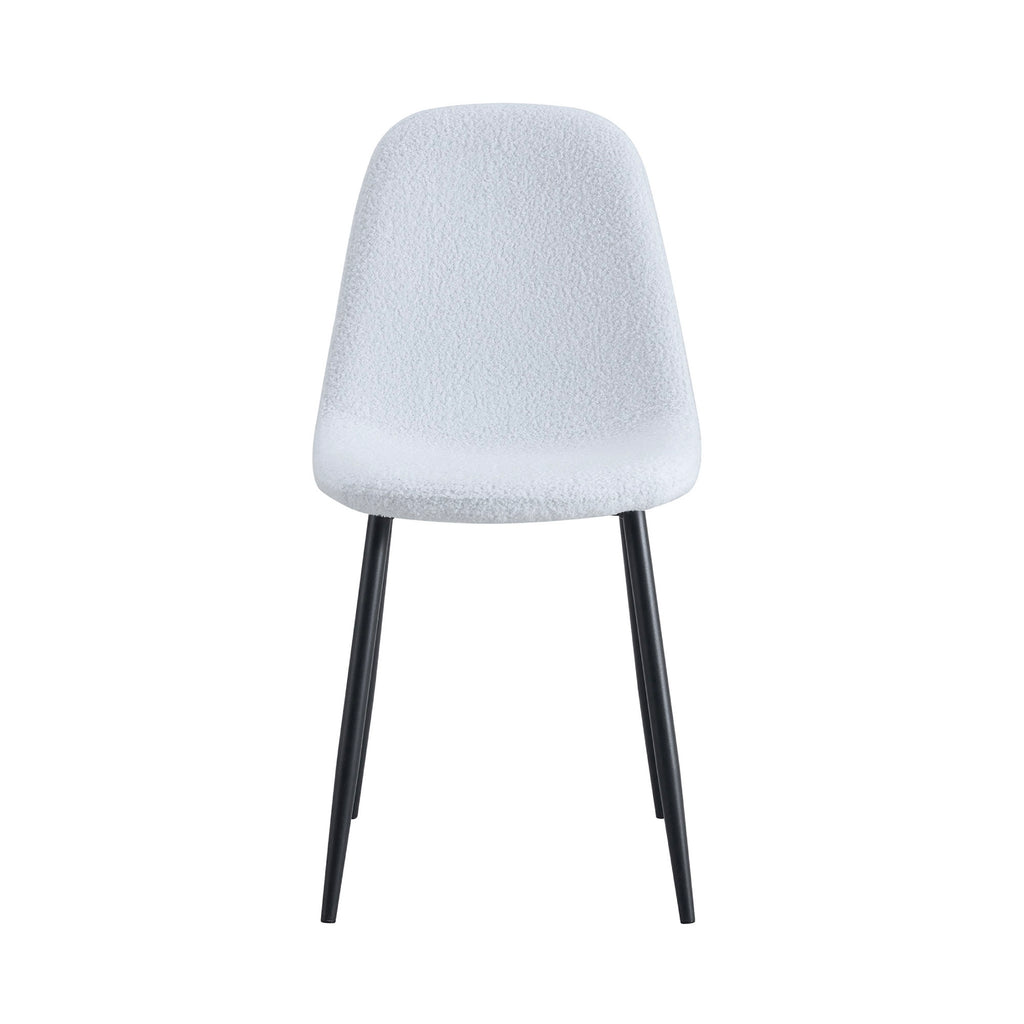 Set Of 4 Bouclette Fabric Chairs - White