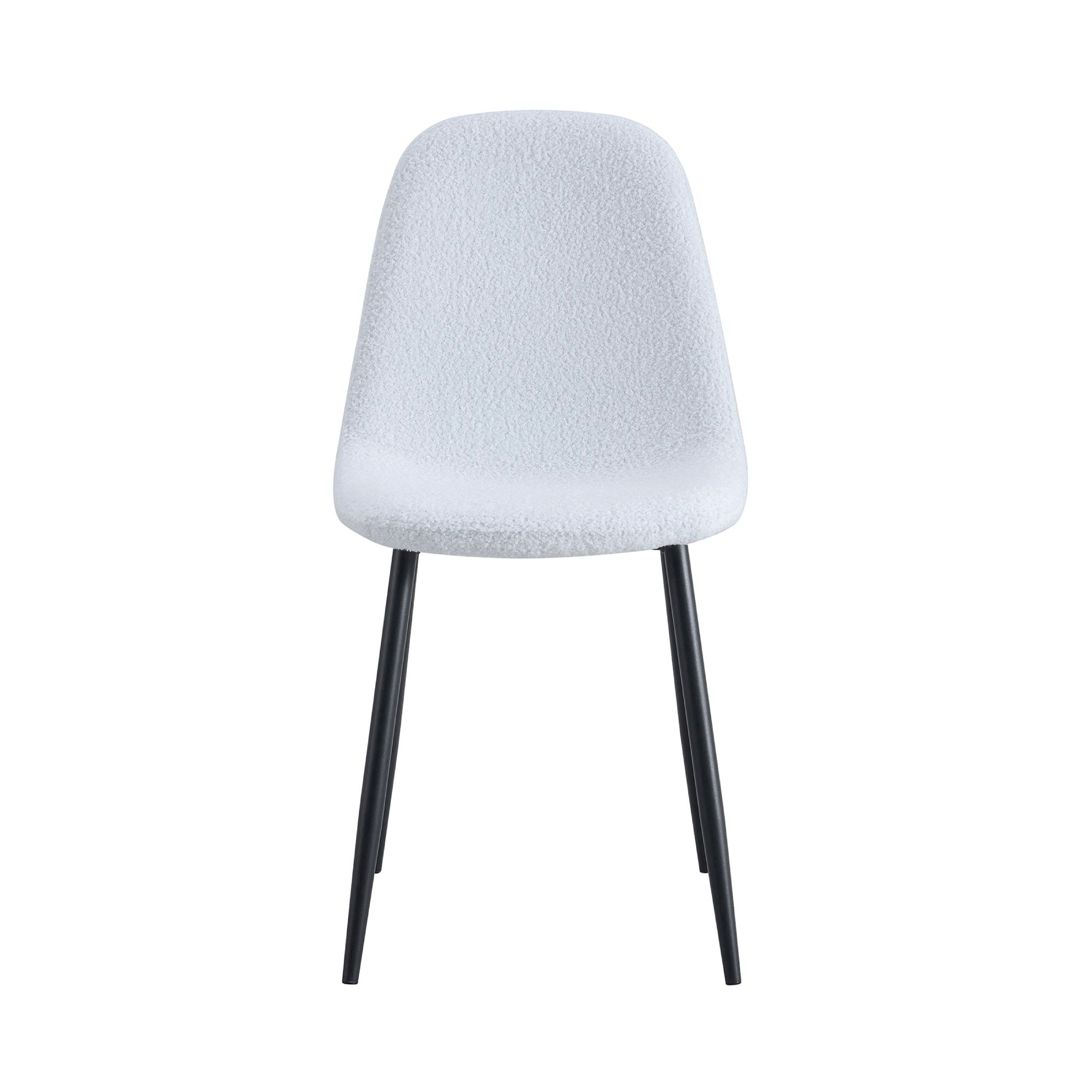 Set Of 4 Bouclette Fabric Chairs - White